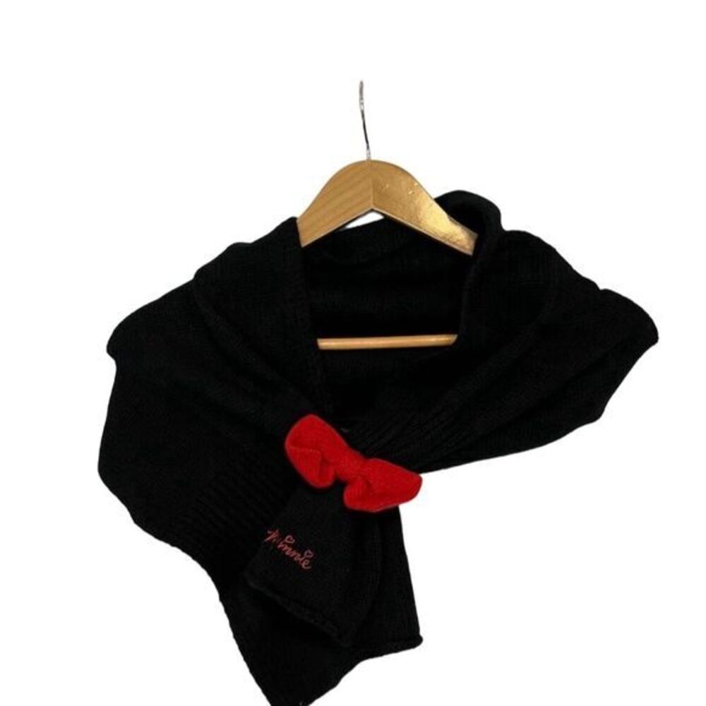 Disney black  Knit Scarf Red Bow Accent Embroidered Women's Winter Accessory
